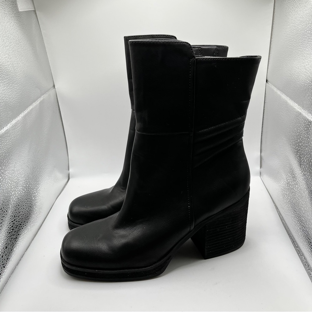 Korks Kork Ease Moergan Black Vegan Side Zip Boots Size 9.5M platform block - Picture 4 of 10